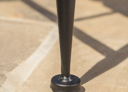 Rectangle Outdoor Coffee Table with Angled Tubular Legs and Wood Top, Black