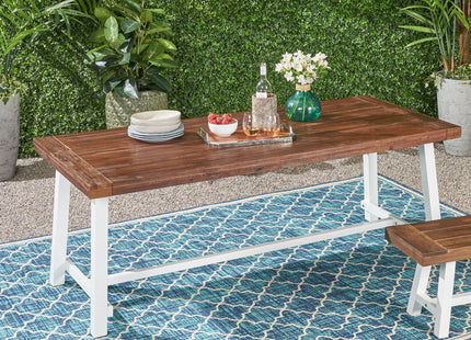 Equilibrium Outdoor Dining Table with Slat Top, Dark Brown