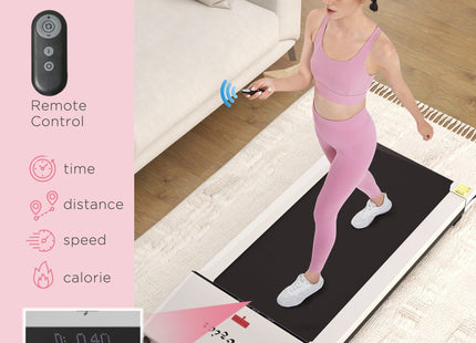 Soozier Under Desk Treadmill, Portable Walking Pad with Foldable Wheels, Remote Control, LED Display, 264 lbs Weight Capacity, White