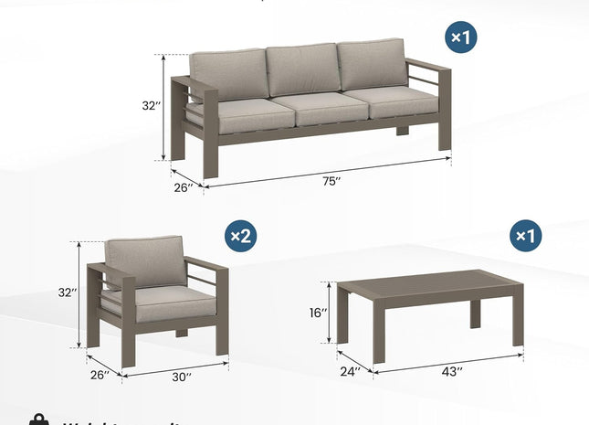 Outdoor Patio Furniture Set with Upgraded Cushions