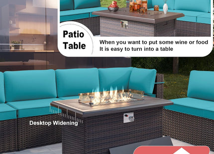 Rattan Patio Furniture Set With Fire Pit Table