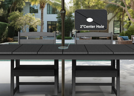 A single outdoor dining table that can be used in multiple scenarios