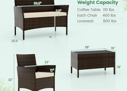 8-Piece Rattan Patio Furniture Set With Cushions