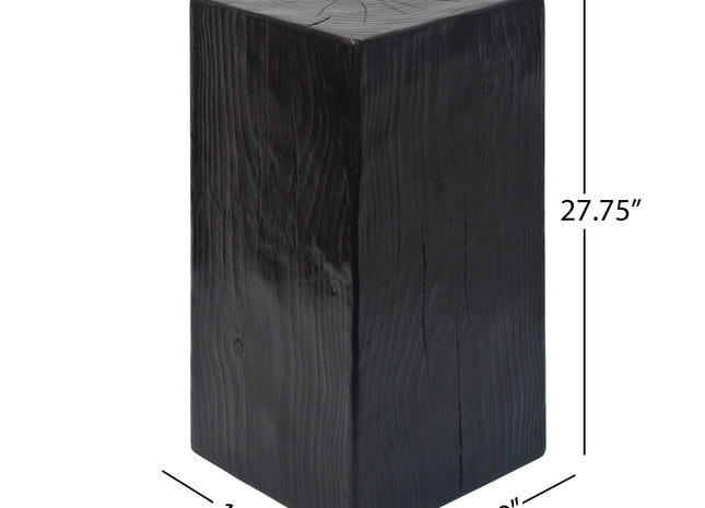 Wood-Look Square-Column MGO End Table,  H27.75',Wood-Like Distressed Finish, Mix with Different Heights, Indoor Outdoor Use,Black Color