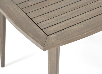 Modern Outdoor Square Acacia Wood Table with Straight Legs, Gray Finish, 35.5 x 35.5 x 30 Inches