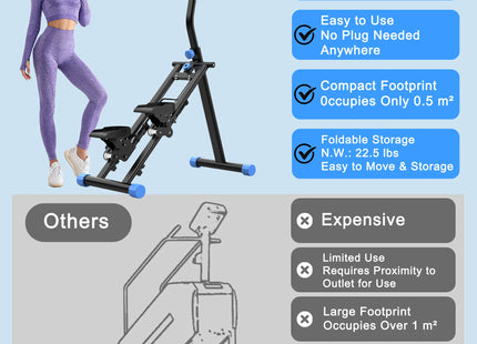Stair Stepper for Home-Upgrade Vertical Climber Workout Machine for Full-Body Exercise Climber Fitness Equipment with Stable Frame Adjustable Handlebar-Blue