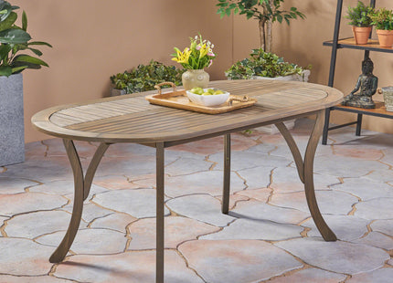 Acacia Wood 70' Dining Table - Stylish Gray Outdoor Table