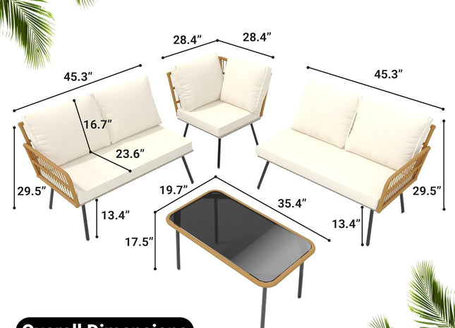 Wicker Patio Furniture Set with Cushions for Outdoor