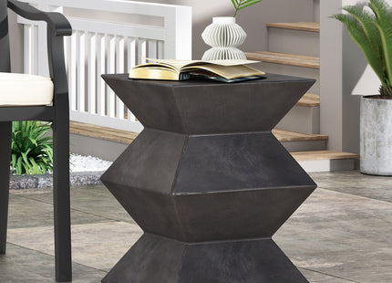 Modern Outdoor Lightweight Concrete Side Table with Geometric Design in Copper