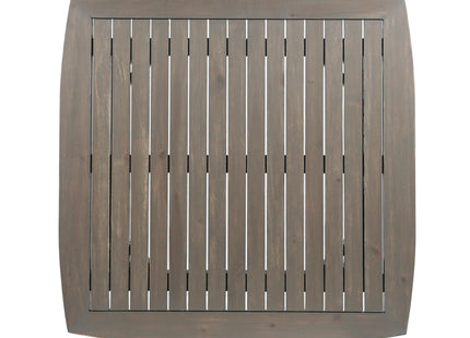 Modern Outdoor Square Acacia Wood Table with Straight Legs, Gray Finish, 35.5 x 35.5 x 30 Inches
