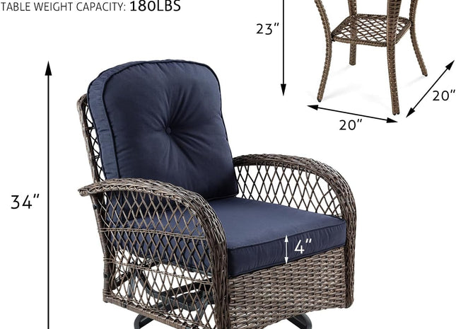 Outdoor Wicker Swivel Glider Rocker Patio Furniture Set