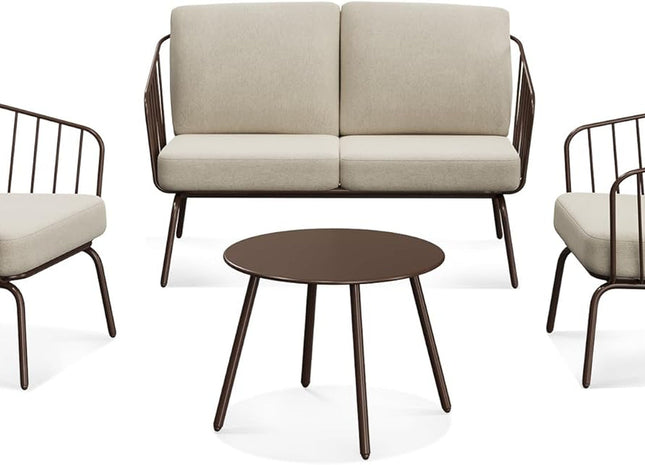 Modern 4-Piece Patio Furniture Set with Thick Cushions