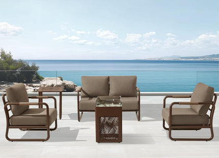 Outdoor Aluminum Patio Furniture Set with Fire Pit