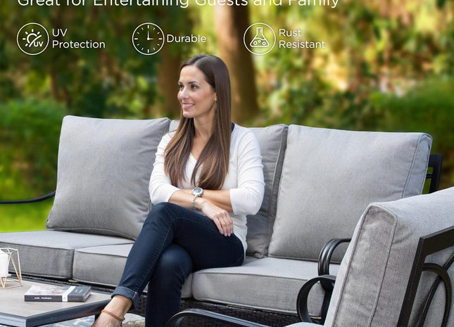 Upgraded Wicker Metal Patio Furniture Set with Cushions