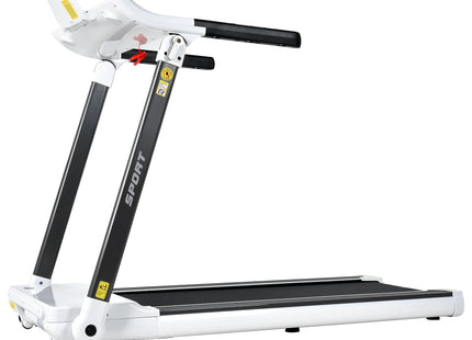 FITIME Portable Compact Treadmill with Electric Motorized 3.5HP, Bluetooth Speaker, White Metal, Medium Size