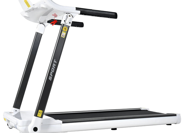 FITIME Portable Compact Treadmill with Electric Motorized 3.5HP, Bluetooth Speaker, White Metal, Medium Size