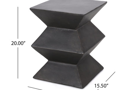 Modern Outdoor Lightweight Concrete Side Table with Geometric Design in Copper