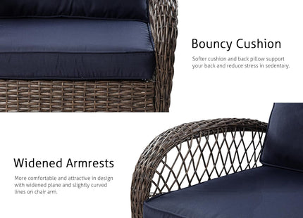 Outdoor Wicker Swivel Glider Rocker Patio Furniture Set