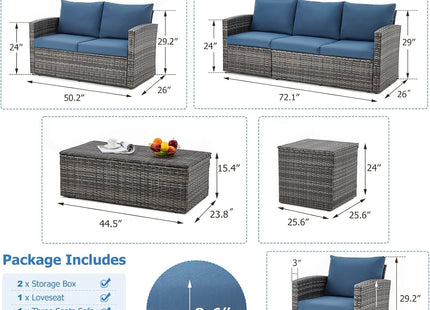 Seven Piece Outdoor Patio Furniture Set with Storage