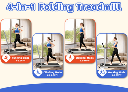 3 in 1 Under Desk Treadmill with Incline,Foldable Treadmills for Home, Walking Pad with Handle Bar for Walking and Jogging, with Remote Control & LED Display