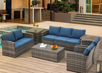 Seven Piece Outdoor Patio Furniture Set with Storage