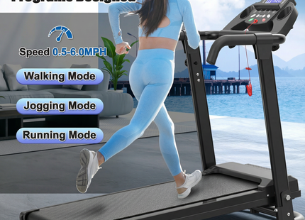 Foldable Treadmill for Home, 2.5HP Portable Treadmill with Handles, 300 lbs Capacity, APP Control & LED Display - Folding Walking Pad for Fitness