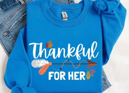 Thankful For Her/Him Valentines Couple Sweatshirt – Cute Matching Holiday Crew Neck