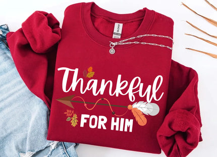 Thankful For Her/Him Valentines Couple Sweatshirt – Cute Matching Holiday Crew Neck