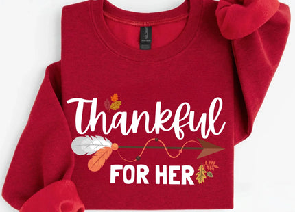 Thankful For Her/Him Valentines Couple Sweatshirt – Cute Matching Holiday Crew Neck