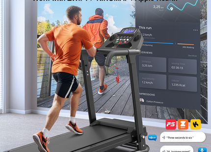 Foldable Treadmill for Home, 2.5HP Portable Treadmill with Handles, 300 lbs Capacity, APP Control & LED Display - Folding Walking Pad for Fitness