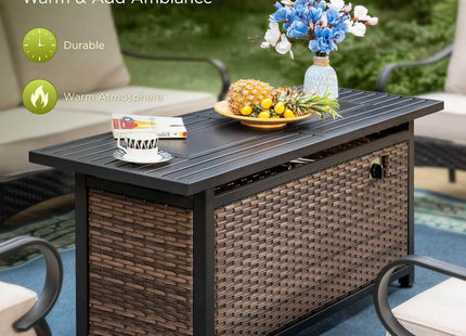 Patio Furniture Set with Fire Pit Table and Cushions