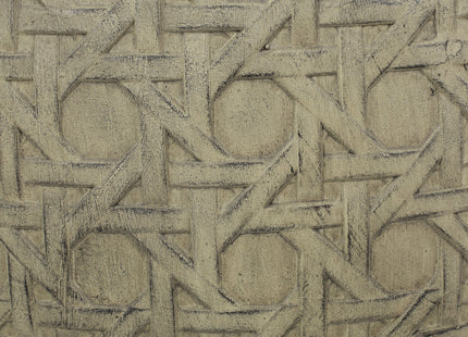 Bohemian Outdoor Lightweight Concrete Side Table with Cane Wicker Pattern, Antique Yellow, Magnesium Oxide, 17.50' x 17.50' x 19.75'