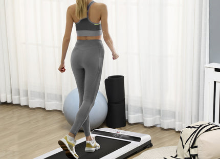 Soozier Under Desk Treadmill, Portable Walking Pad with Foldable Wheels, Remote Control, LED Display, 264 lbs Weight Capacity, White