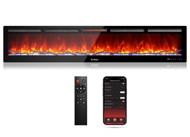 In Flames INF88W-3D WiFi Smart Wall Mounted Electric Fireplace - Tempered Glass