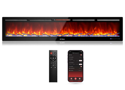 In Flames INF98W-3D WiFi Smart Wall Mounted Electric Fireplace - Tempered Glass