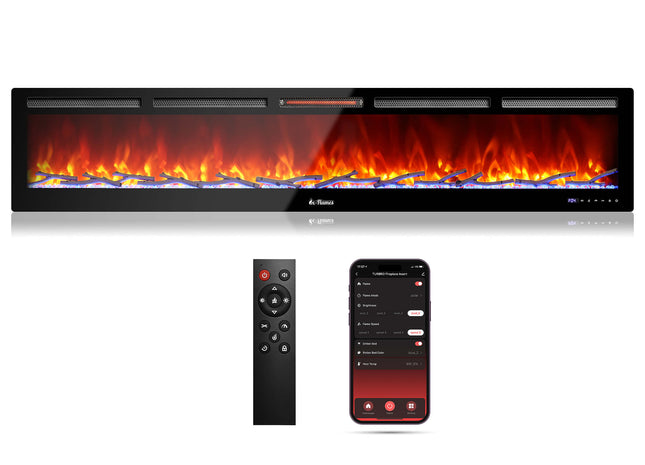 In Flames INF98W-3D WiFi Smart Wall Mounted Electric Fireplace - Tempered Glass