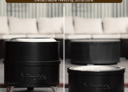 Pluto R19-PG Smokeless Outdoor Fire Pit -  Painted Black