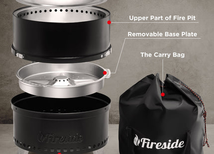 Pluto R19-PG Smokeless Outdoor Fire Pit -  Painted Black