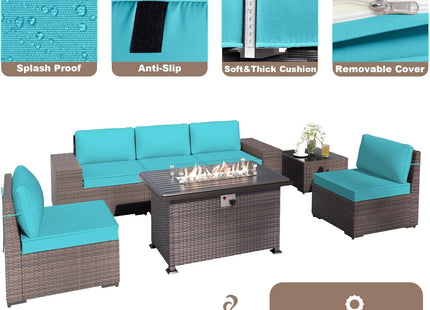 Rattan Patio Furniture Set With Fire Pit Table