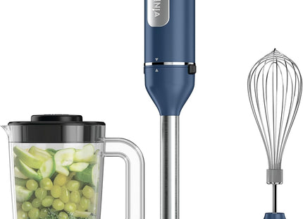 Ninja Immersion Blender and Whisk, Hand Stick Blender, 4 Speeds, with SplatterShield and PanProtect, 4-Cup Blending Vessel, Dishwasher Safe, 5-ft Cord, Ergonomic, Deep Navy, CI201ND