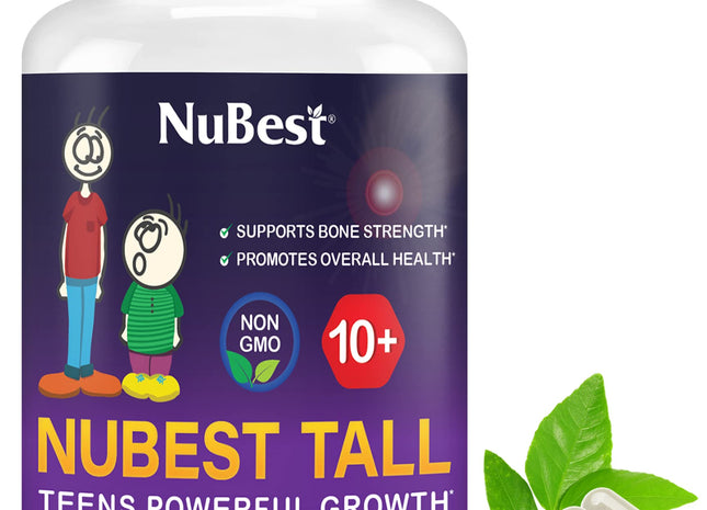 NuBest Tall 10+ Premium Bone Strength Formula, Enhanced Immunity and Overall Health for Age 10+ - Who Drink Milk Daily with Calcium, Vitamin D3, Vitamin K2, and Multivitamins - 60 Capsules