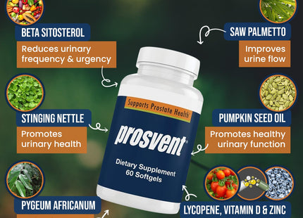 Prosvent Advanced Men's Prostate Support Natural Supplement 60 softgels