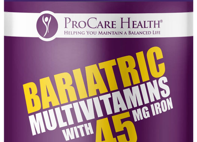 ProCare Health Bariatric Multivitamin 45mg Iron – Once Daily Capsule for Gastric Bypass, Sleeve & Post-Op Support – 90 Easy-to-Swallow Capsules, 3-Month Supply, No Artificial Colors, Gluten-Free