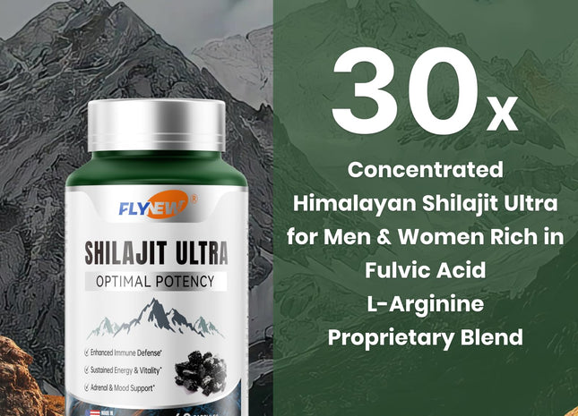Shilajit for Men Women, Shilajit with Naturally Fulvic Acid & L-Arginine, Himalayan Shilajits for Extra Power, Stamina & Immune Support, Non-GMO, Made in USA, 60 Capsules, 1,300mg Per Serving