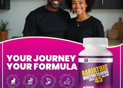 ProCare Health Bariatric Multivitamin 45mg Iron – Once Daily Capsule for Gastric Bypass, Sleeve & Post-Op Support – 90 Easy-to-Swallow Capsules, 3-Month Supply, No Artificial Colors, Gluten-Free