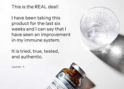 Quality of Life Premium Kinoko Platinum AHCC Herbal Supplement, 750mg per Capsule, for Immune Support, Liver Function, Maintains Natural Killer Cell Activity, Pack of 1, 60 Veggie Capsules