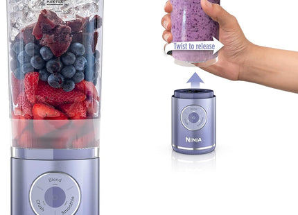 Ninja Blast Max, Portable Blender + Twist & Go, Personal Smoothie, Blend, Ice Crush, 3 Programs, Cordless, 22 oz removable Vessel, Dishwasher Safe, Leakproof, Silver, BC251SL