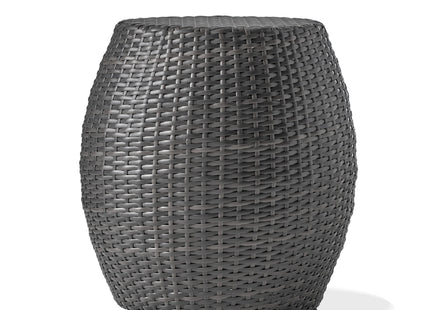 Outdoor Wicker Patio Side Table with Durable Polyethylene Frame in Grey, 20'' H x 19.25'' W