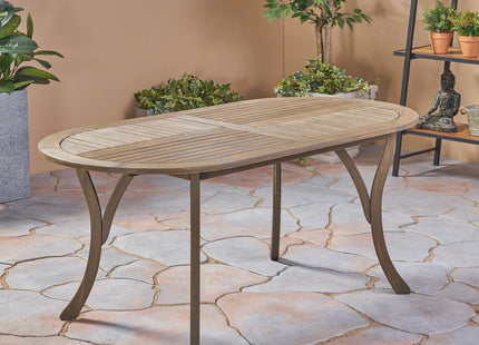 Acacia Wood 70' Dining Table - Stylish Gray Outdoor Table