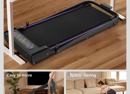 Under Desk Treadmill, Walking Pad, 2 in 1 Portable Treadmill with Handle Remote Control LED Display, Walking Jogging Machine for Home Office Use Black